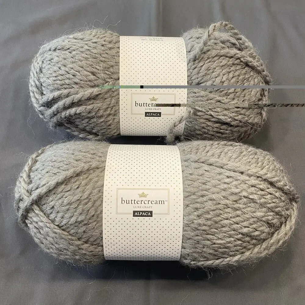 Buttercream Luxe Craft Alpaca Yarn 2 Skeins Charcoal 130yd Super Bulky #6